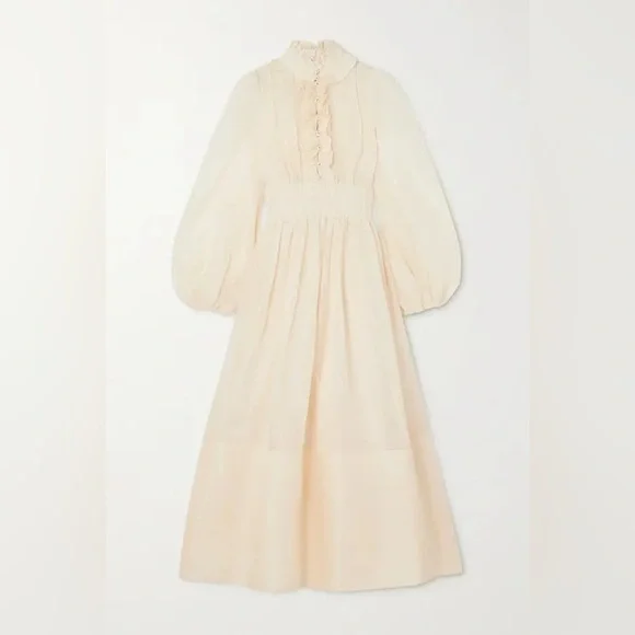 Zimmermann Wild Botanical Ruffled Linen and Silk Dress - Picture 8 of 15